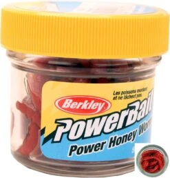 Berkley PowerBait 1 Inch Honey Worm (55 Per Jar) -Fishing Sale Shop main honeyworm red